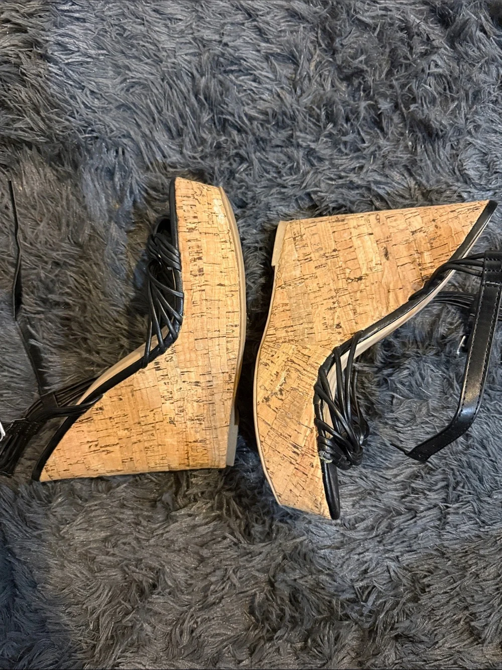 Target Black Strappy Cork Wedge Sandals